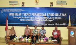 Para Narasumber dan Moderator Bimbingan Teknis Perangkat Radio Nelayan Bandar Lampung 6/9 2018
