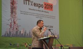 Sambutan dan Pembukaan oleh Direktur Standardisasi PPI Mochamad Hadiyana pada kegiatan Indonesia Telecommunication Type Approval (ITTA) Expo 2019 di Semarang (30/4).