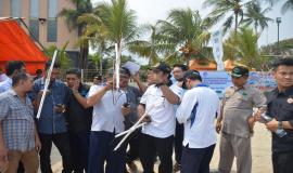 Situasi saat berlangsungnya simulasi Dukungan Komunikasi Kebencanaan di Anyer, Banten (27/8)