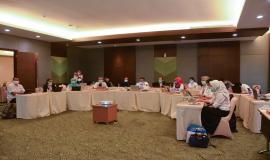 Situasi saat kegiatan Pelaksanaan Evaluasi ZI Tahun 2020 bertempat di IPB International Convention Center Bogor, Senin (26/10/2020).