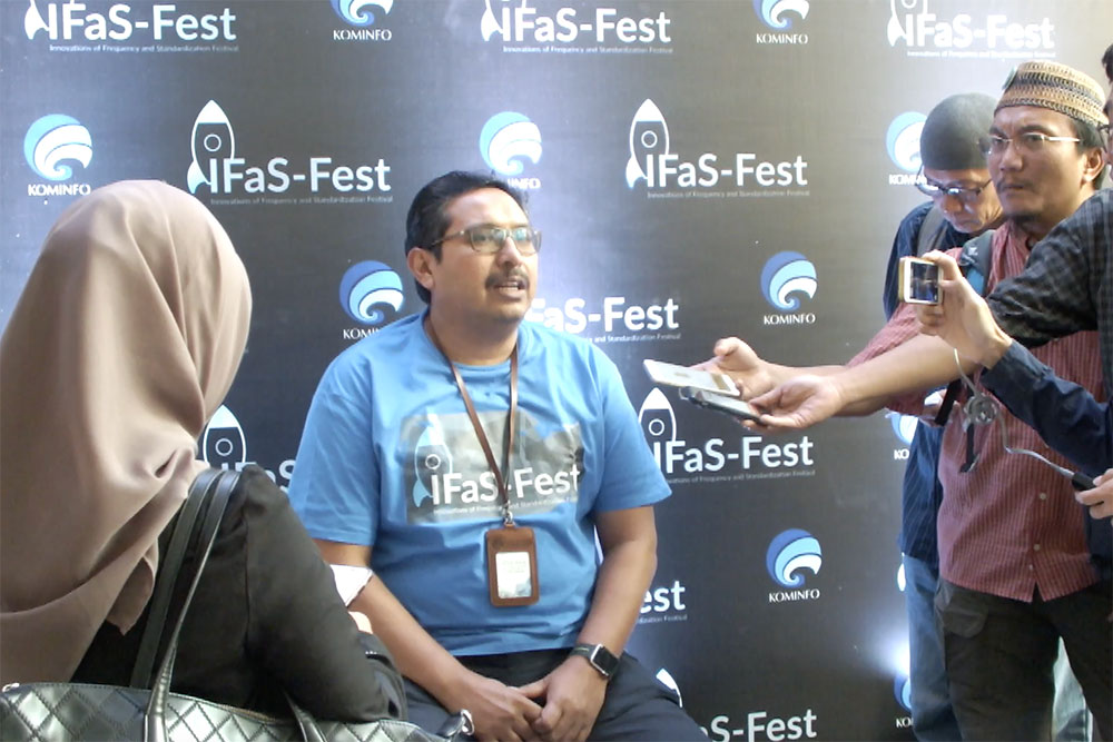 Ilustrasi: Dirjen SDPPI, Ismail saat melakukan konferensi pers disela-sela kegiatan IFas-Fest  2018, Bogor (26/7)