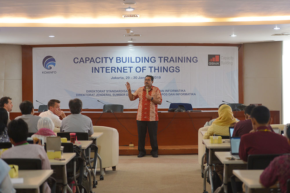 Ilustrasi: Dirjen SDPPI memberikan sambutan saat membuka Capacity Building IoT di Gedung Merdeka, Jakarta, Selasa (29/1/2019). Acara ini diselenggarakan dengan kerja sama antara Ditjen SDPPI, Kemkominfo, dan GSMA.